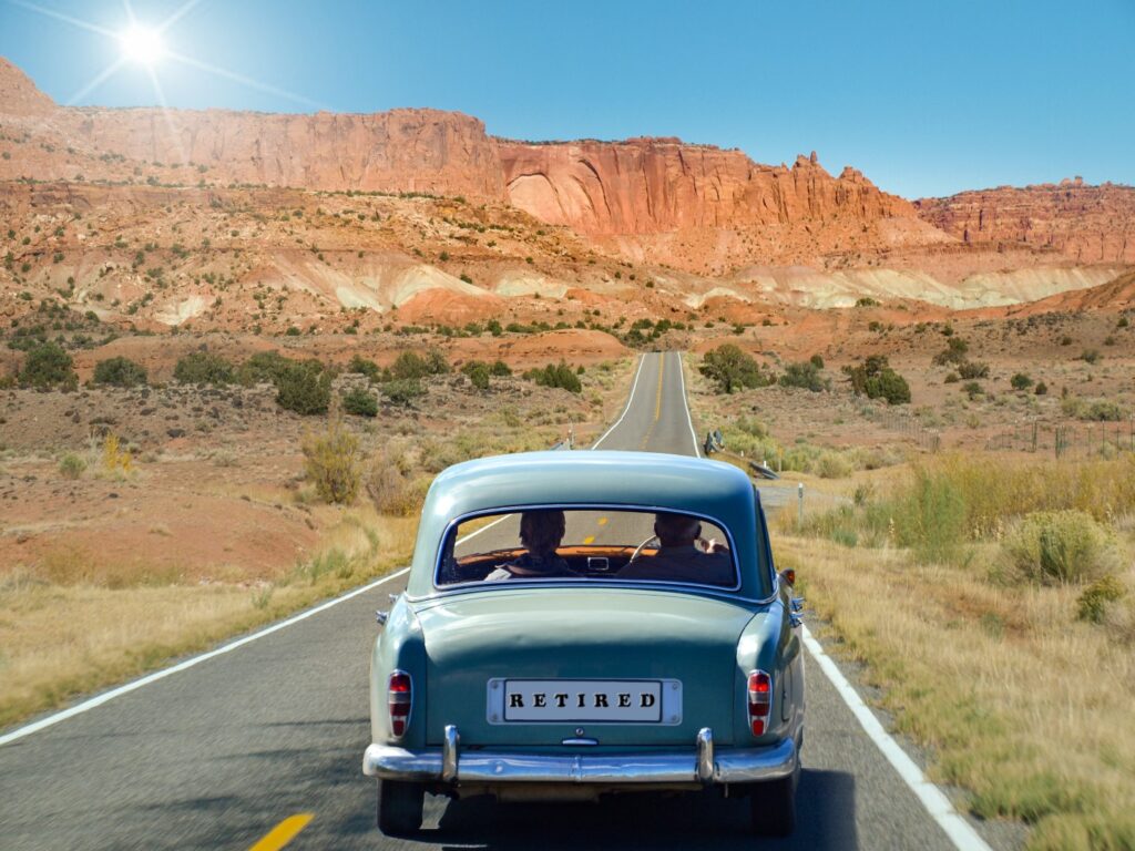 Car driving in desert